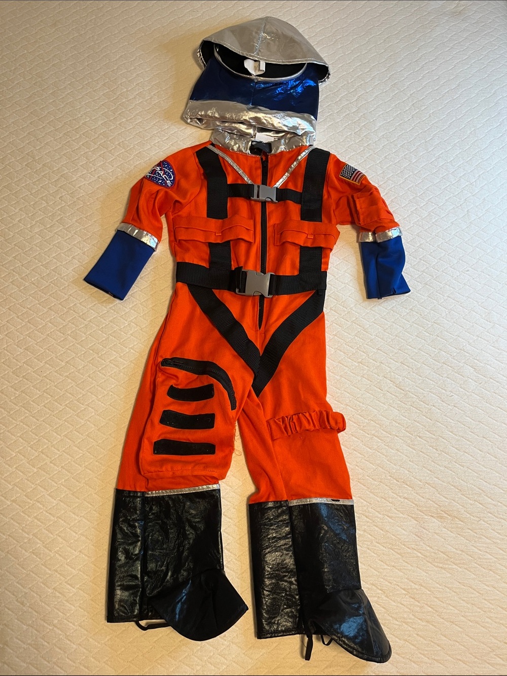Kids Orange and Silver Astronaut Space Explorer Costume with helmet! 3-4 size